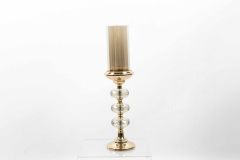 Glass Candle Holder with Gold Round Bottom