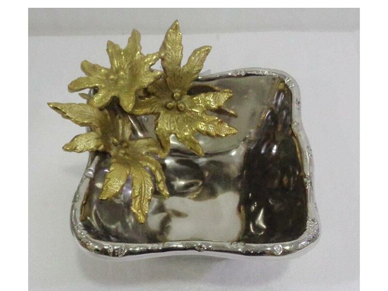 Palma Gold Cıceklı  Sılver Kase 17.8*16.5*10.1 cm