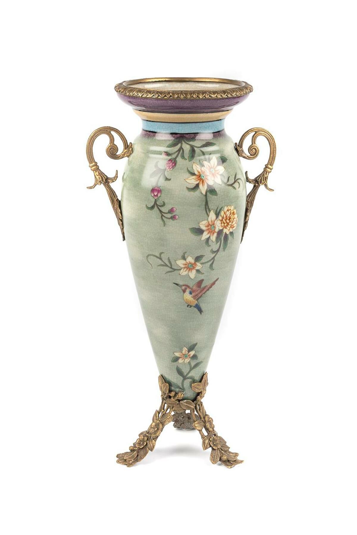 YEŞİL PORSELEN DEKOR VAZO 15*43CM