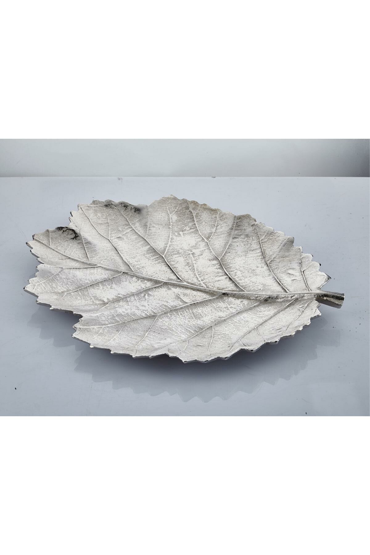 Lifa 50 Cm Şampanya Silver Yaprak Desenli Dekoratif Tabak