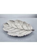 Lifa 50 Cm Şampanya Silver Yaprak Desenli Dekoratif Tabak
