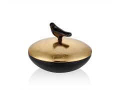 Love Bird Serisi Siyah Üstü Gold Yuvarlak Kutu15*15*11cm