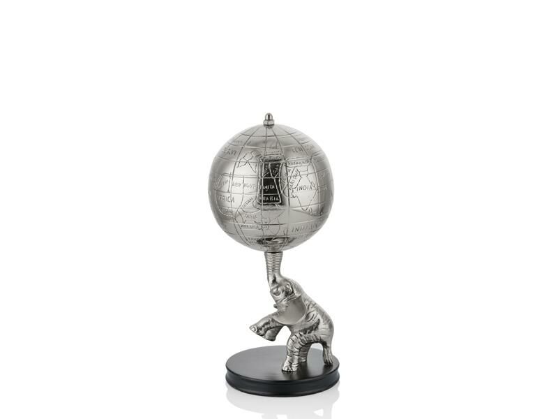 Elefante Dekoratif Fil ve Dünya Silver Küçük 15.2*15.2*33cm