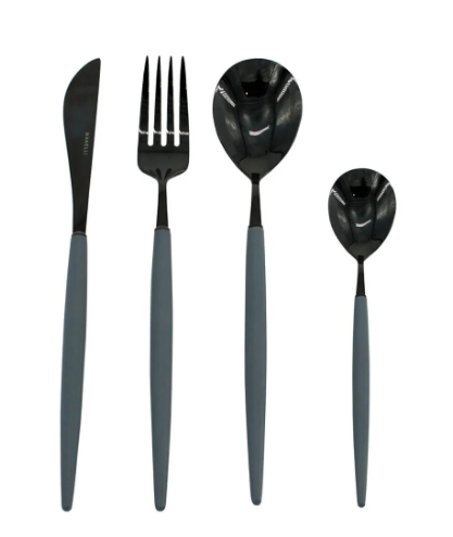 Rotti Gray Black24 Piece Cutlery Set