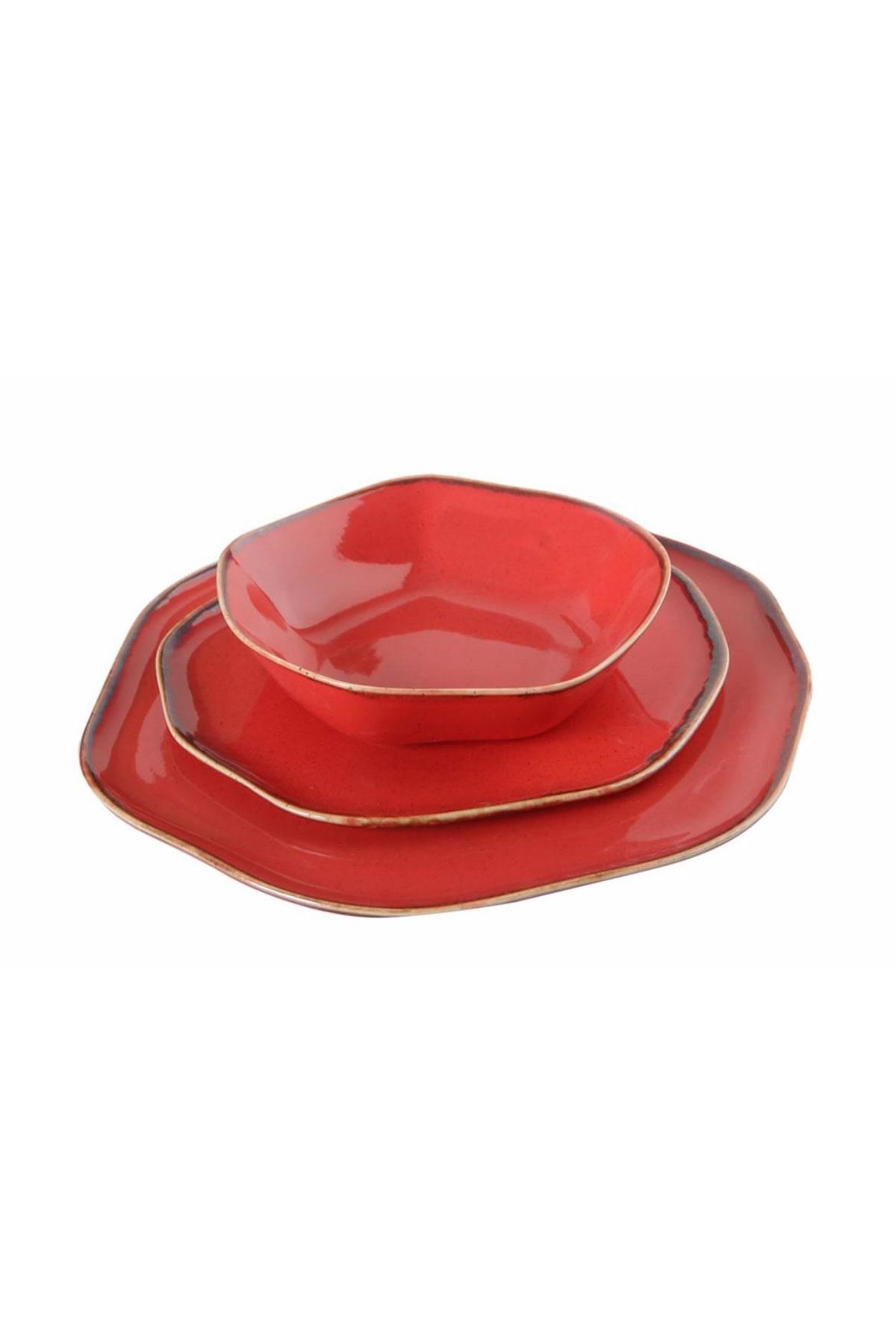 PORLAND PURE SEASONS RED DINNER SET 3PCS