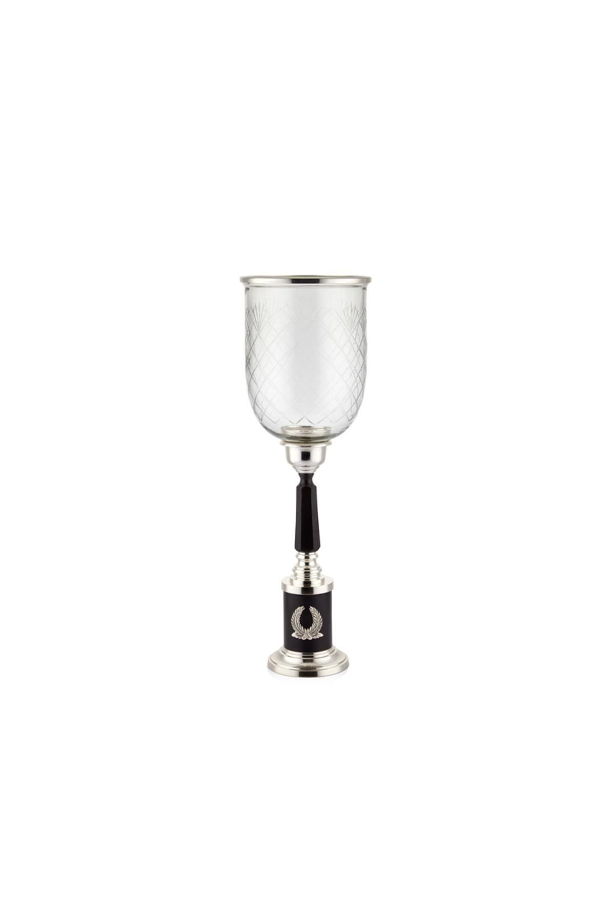 Elegante Gümüş Camlı Mumluk Küçük