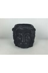 Lion Face Siyah Orta Boy Vazo 20X16.8X15.2 Cm (12)