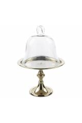 GOLD GLASS CLOSED CAKE STAND 18*28CM