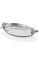 LEAF HANDLE SILVER DECORATIVE LARGE TRAY 46*30*8.5CM