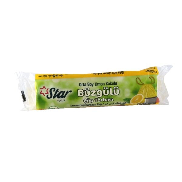 STAR PLUS BÜZGÜLÜ ORTA ÇÖP POŞETİ  LİMON KOD:501 55*60 10LU