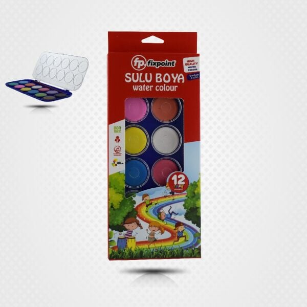 FİXPOİNT LÜKS KUTULU SULU BOYA 12 RENK BÜYÜK P-1756