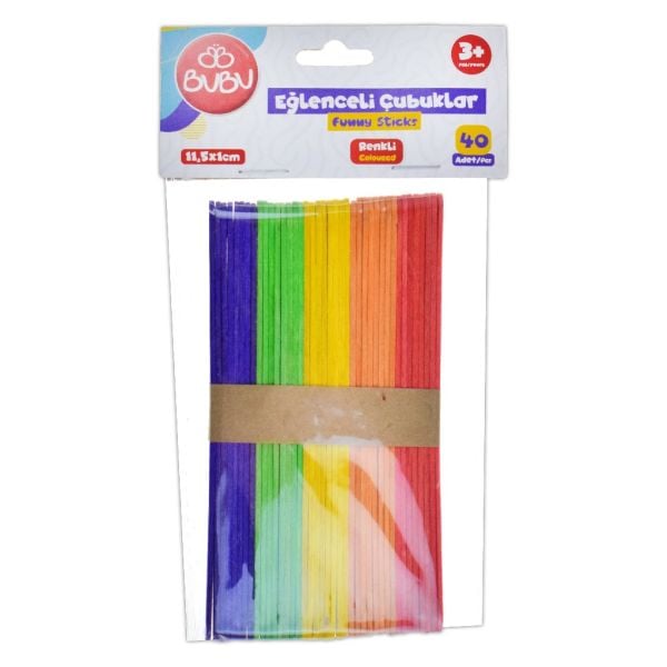 BU-BU EĞLENCELİ ÇUBUKLAR RENKLİ 11,5*1 CM 40 LI KISA HS0016