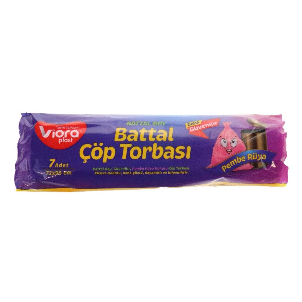 VİORA STANDART BATTAL BOY PEMBE ÇÖP POŞETİ 7 AD. VRP-136