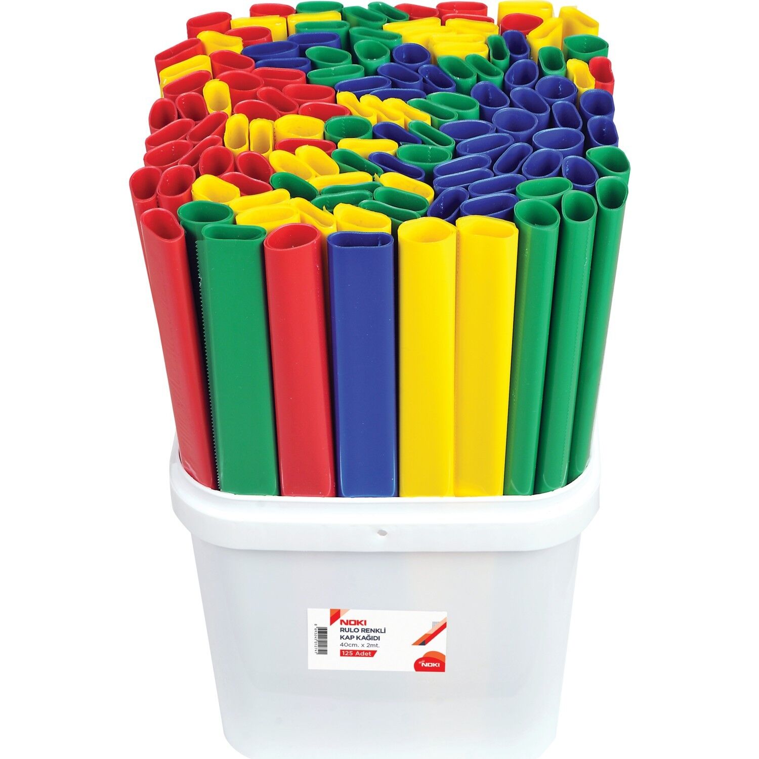 NOKİ RULO ŞEFFAF RENKLİ KAPLIK 125 Lİ KOVA 40*2