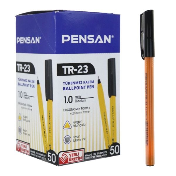 PENSAN ÜÇGEN SİYAH TÜKENMEZ KALEM TR-23