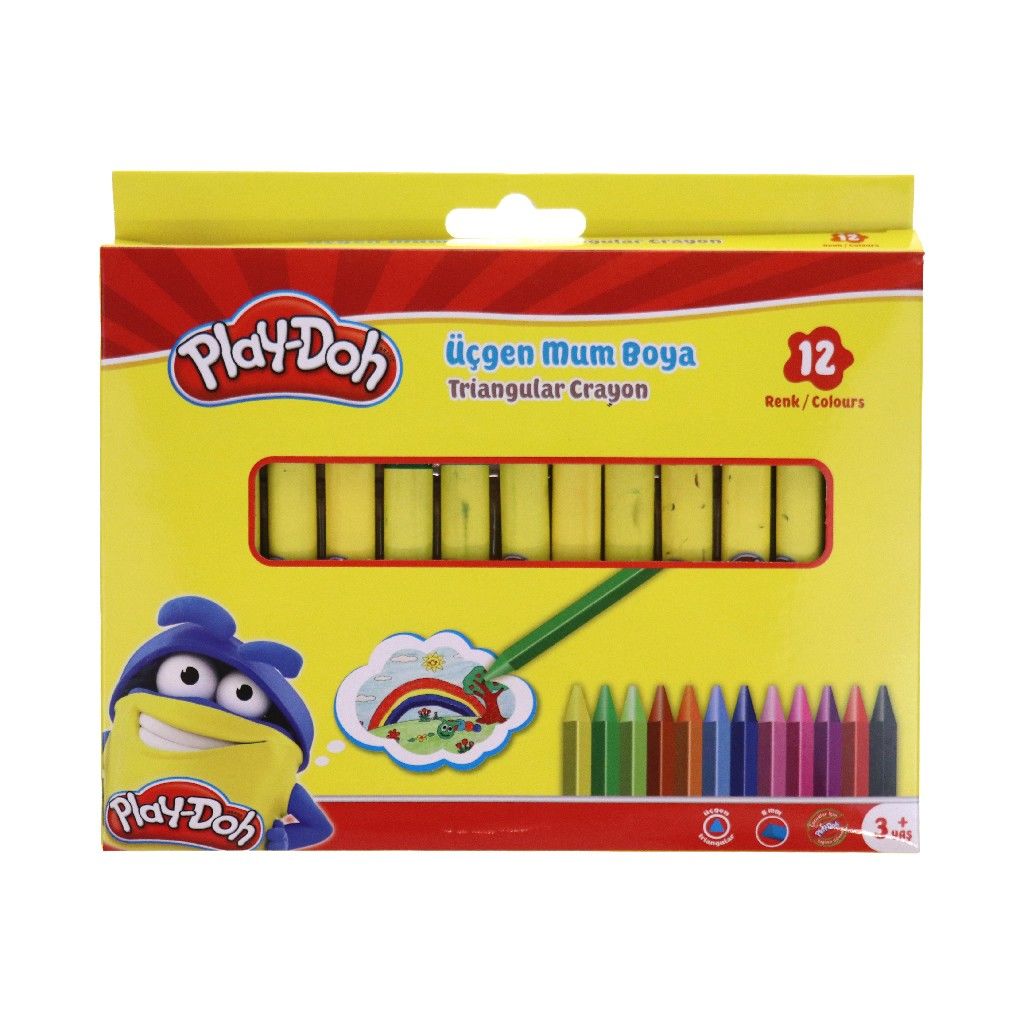 BU-BU PLAY-DOH ÜÇGEN CRAYON (MUM) BOYA 12 RENK CR008