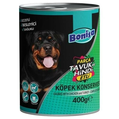 BONİSA KÖPEK KONSERVE PARÇA TAVUK VE HİNDİ 400 GR