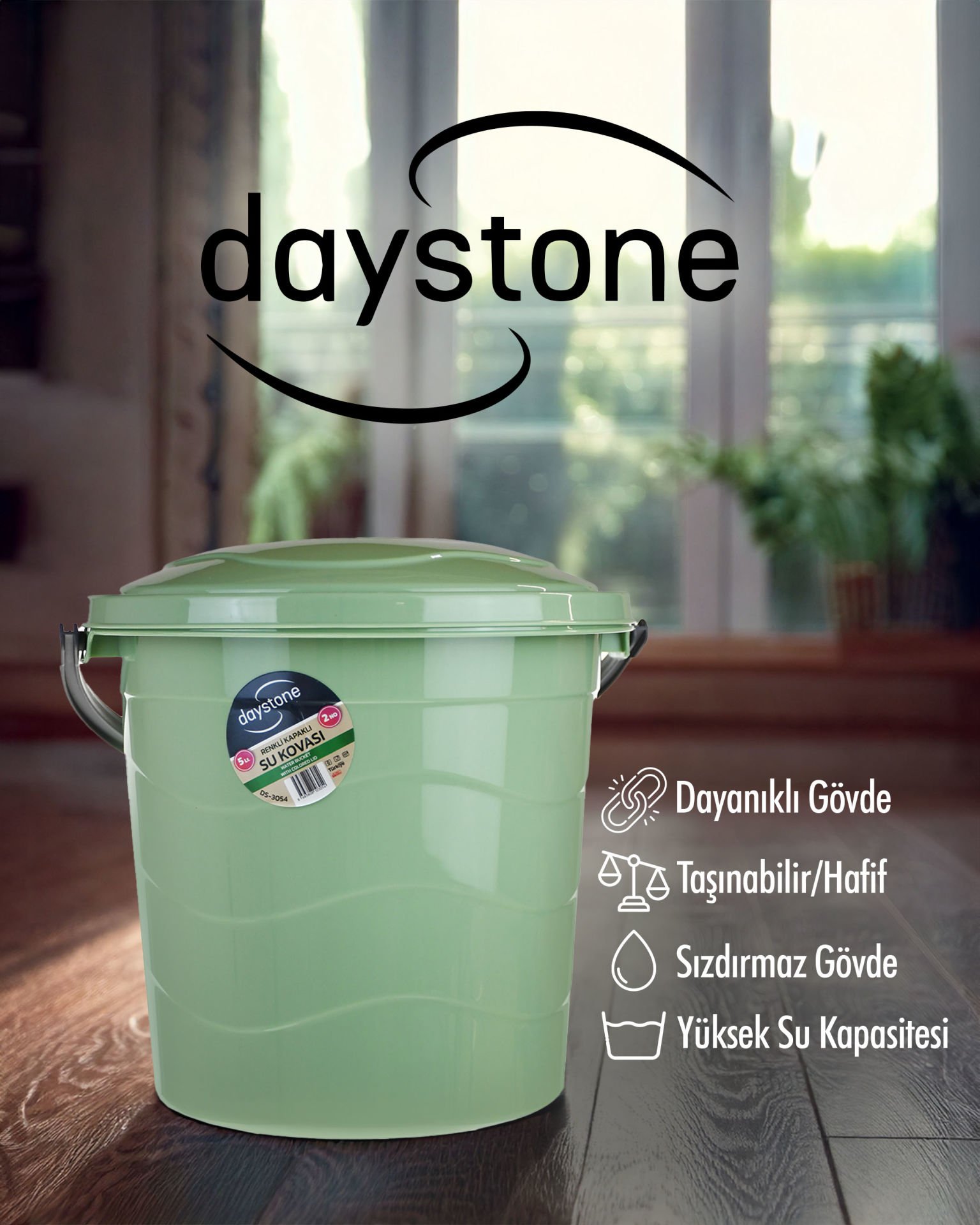DAYSTONE KAPAKLI SU KOVASI RENKLİ 5 LT NO:2 DS-3054