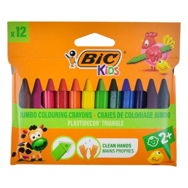 BİC PLASTİDECOR JUMBO ÜÇGEN PASTEL BOYA 12 Lİ