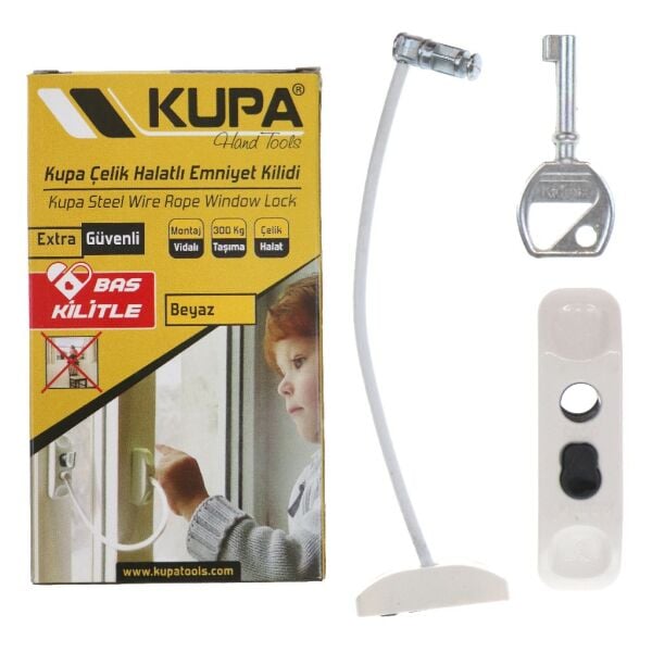 KUPA ÇELİK HALATLI EMNİYET KİLİDİ BEYAZ KUP8192