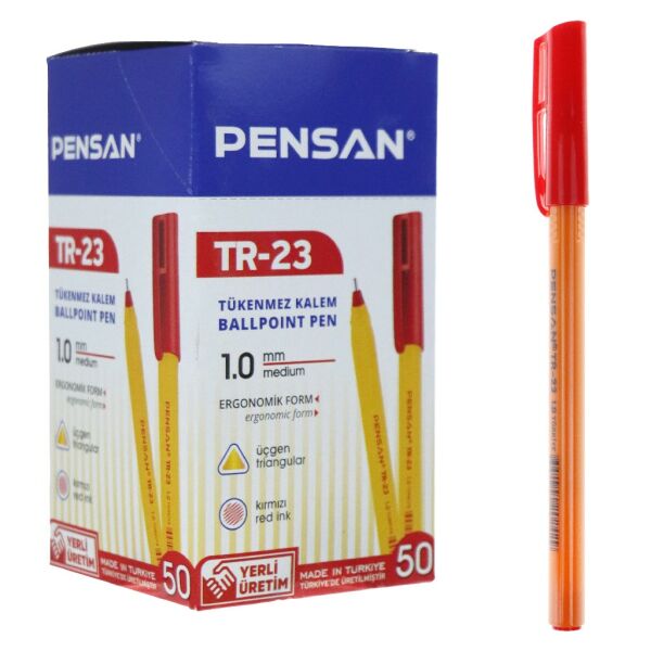 PENSAN ÜÇGEN KIRMIZI TÜKENMEZ KALEM TR-23