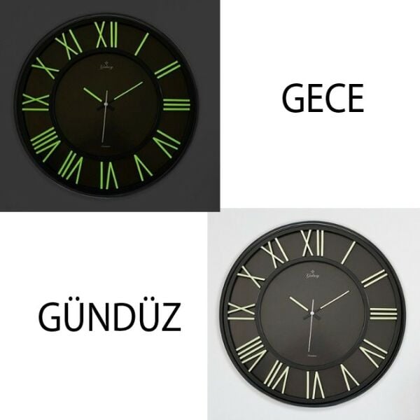 GALAXY EXCULUSİVE SİYAH FOSFORLU DUVAR SAATİ FS-719-K