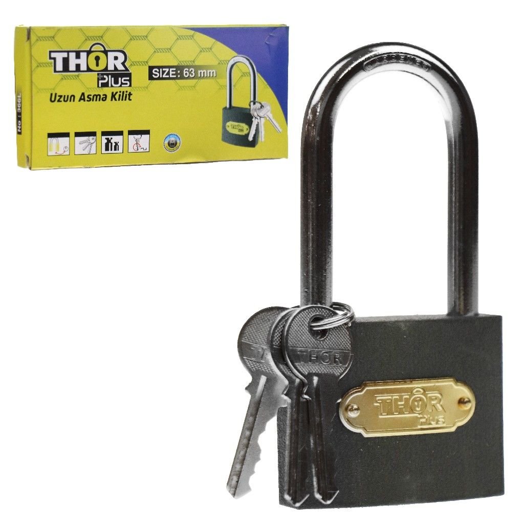 THOR GRİ UZUN ASMA KİLİT 63 MM