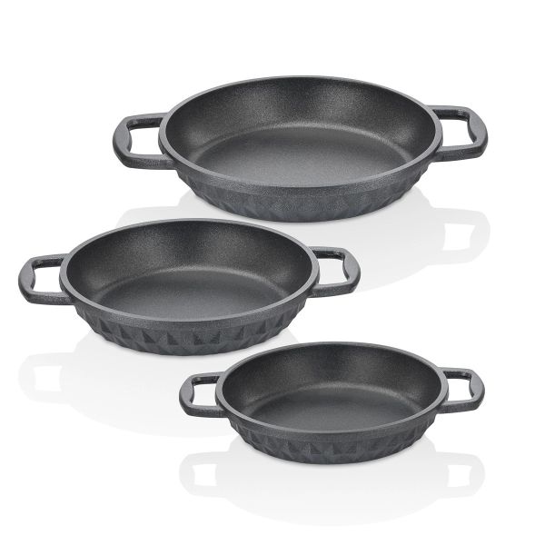 TAÇ BELLA DÖKÜM 3 LÜ SAHAN SET SİYAH 18-20-22 CM 8029