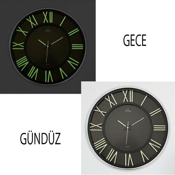 GALAXY EXCULUSİVE GRİ FOSFORLU DUVAR SAATİ FS-719-G
