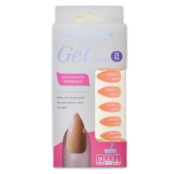 GOLD BEAUTY GEL NAİLS TAKMA TIRNAK 24 LÜ EP1533