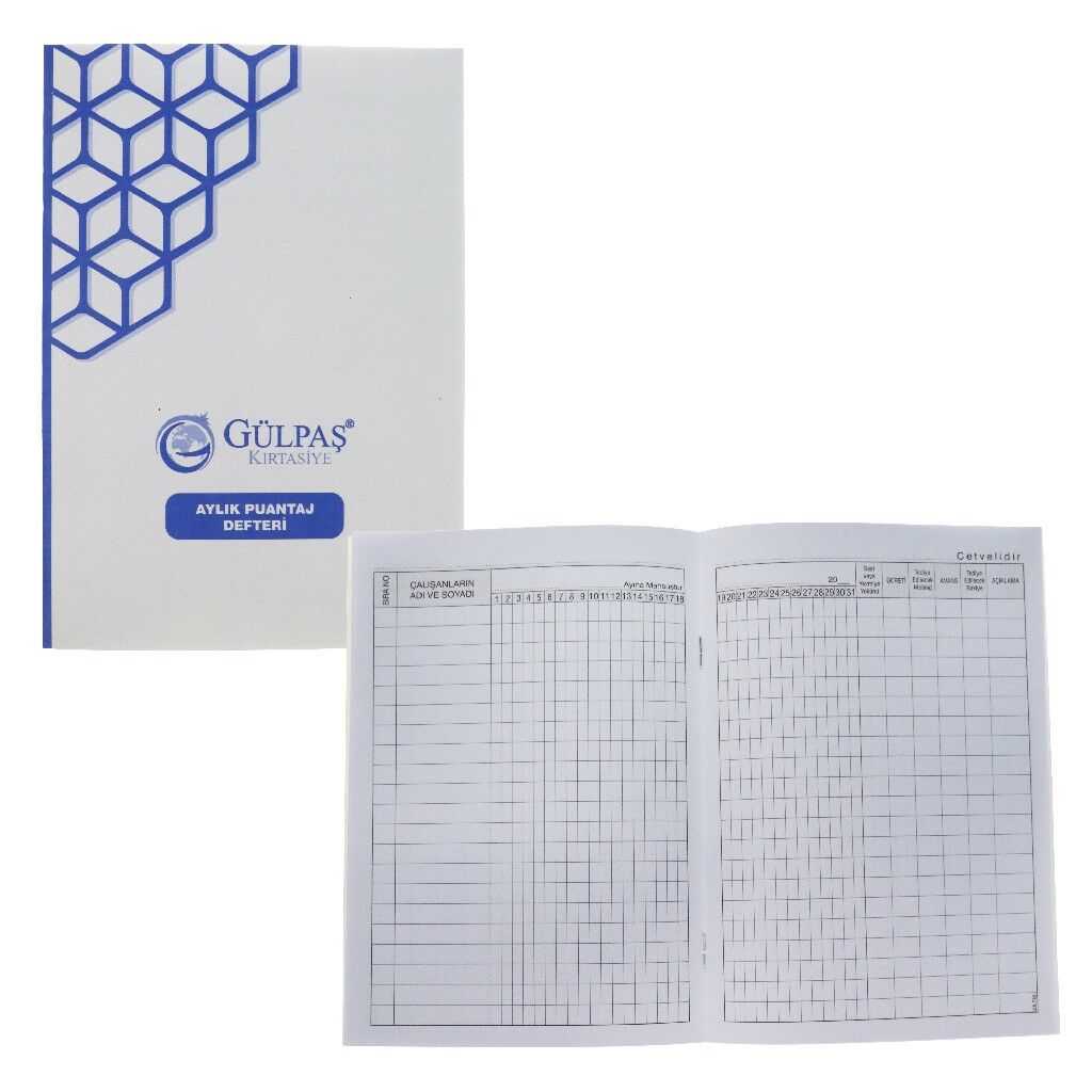 GÜLPAŞ 14x20 AYLIK PUANTAJ DEFTERİ BÜYÜK 126