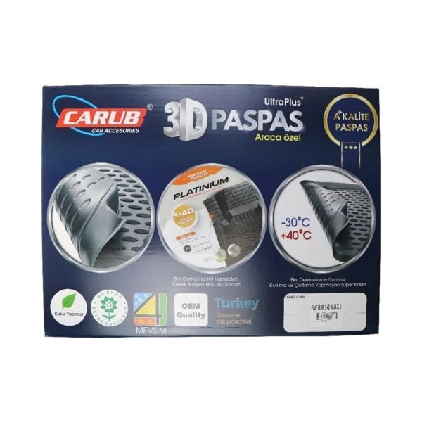 CARUB PASPAS 3+4D PLATİNYUM HAVUZLU 5 PRC SİYAH 500 90 01