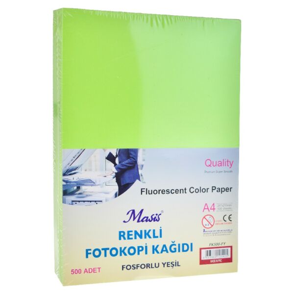 MASİS RENKLİ FOTOKOPİ KAĞIDI 500 LÜ FOSFORLU YEŞİL FK500-FY