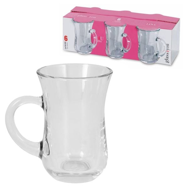 55783 GLASSYOU LİNA 6 LI KULPLU ÇAY BARDAĞI