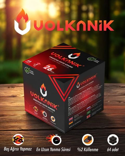 VOLKANİK NARGİLE KÖMÜRÜ HİNDİSTAN CEVİZİ 26MM 1 KG