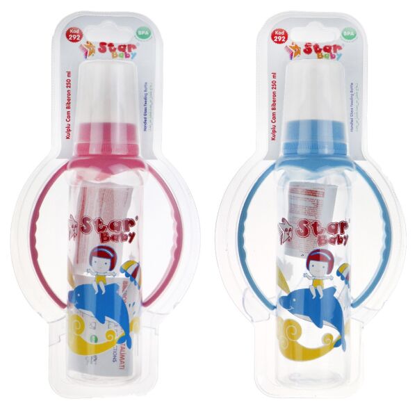 STAR 250 ML KULPLU DESENLİ CAM BİBERON KOD:292