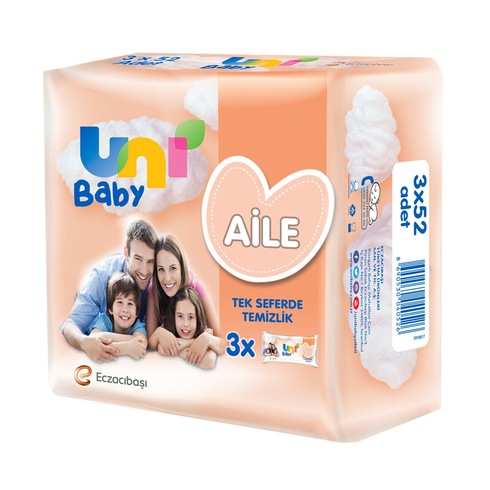UNİ BABY ISLAK MENDİL AİLE 3X52