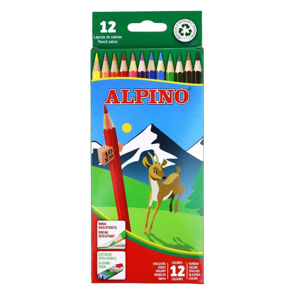 ALPİNO 12 Lİ UZUN KURU BOYA AL-654