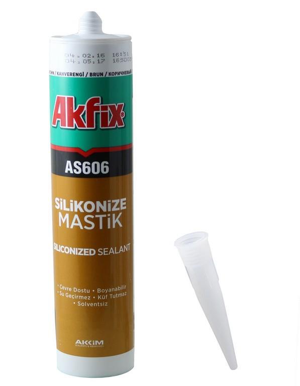 AKFİX AS606 SİLİKONİZE AKRİLİK MASTİK 500GR KAHVE AA014