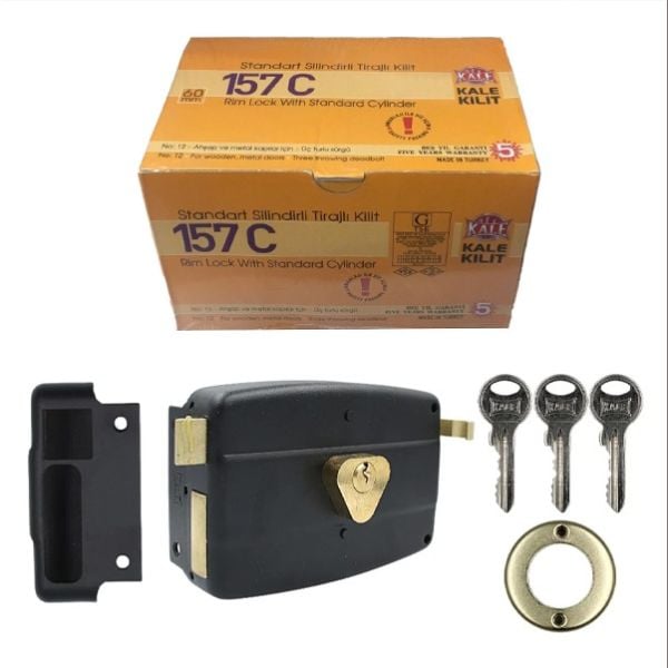 KALE 157C 60MM SİLİNDİRLİ TRAJLI KİLİT SİYAH 157C0000100