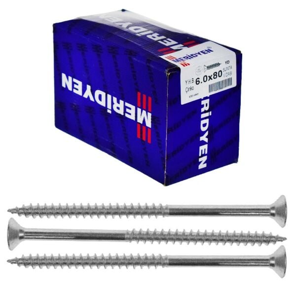 MERİDYEN 6.0*80 SUNTA VİDASI ÇİNKO PK:100