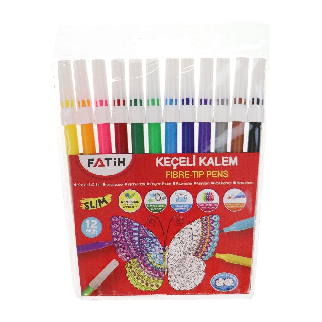 FATİH SLİM 12 RENK KEÇELİ KALEM