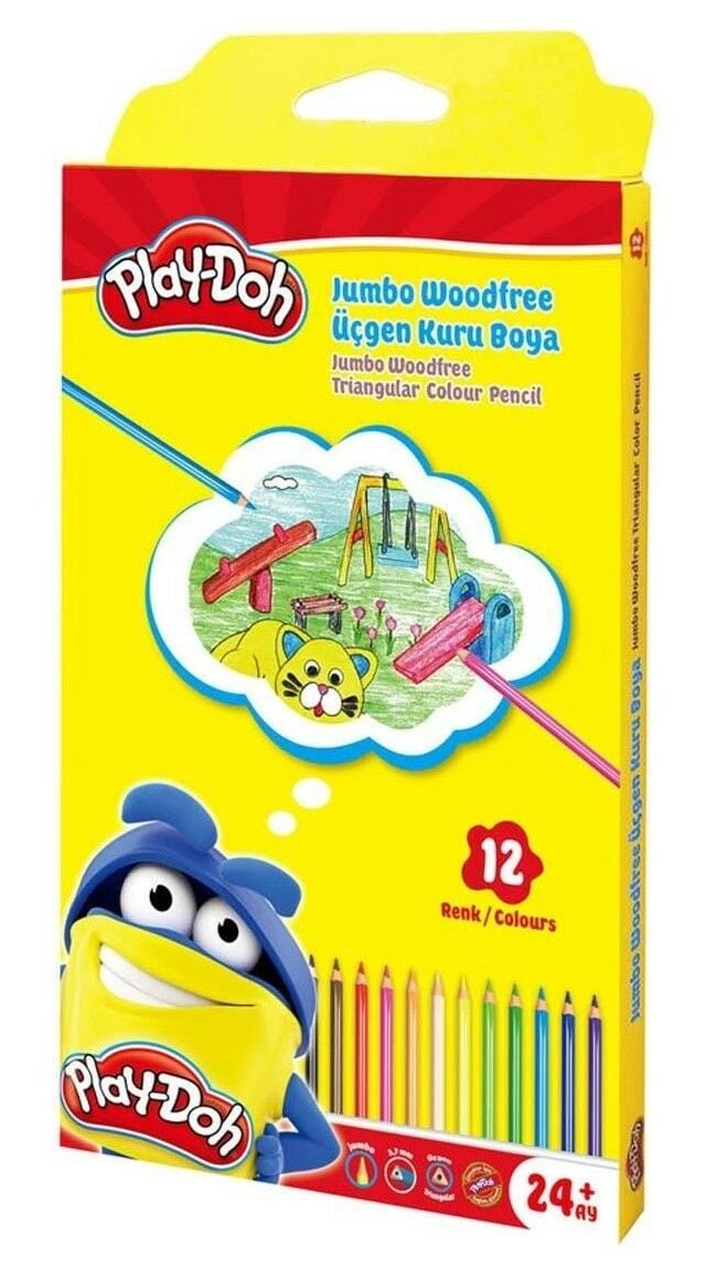 BU-BU PLAY-DOH WOODFREE JUMBO ÜÇGEN KURUBOYA 12 Lİ