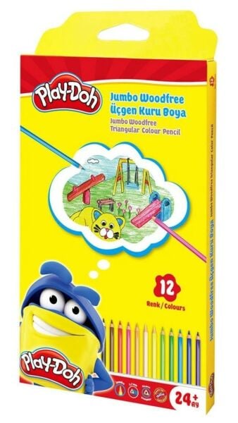 BU-BU PLAY-DOH WOODFREE JUMBO ÜÇGEN KURUBOYA 12 Lİ