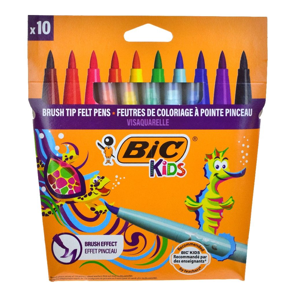 BİC VİSA KEÇELİ KALEM FIRÇA UÇLU 10 RENK