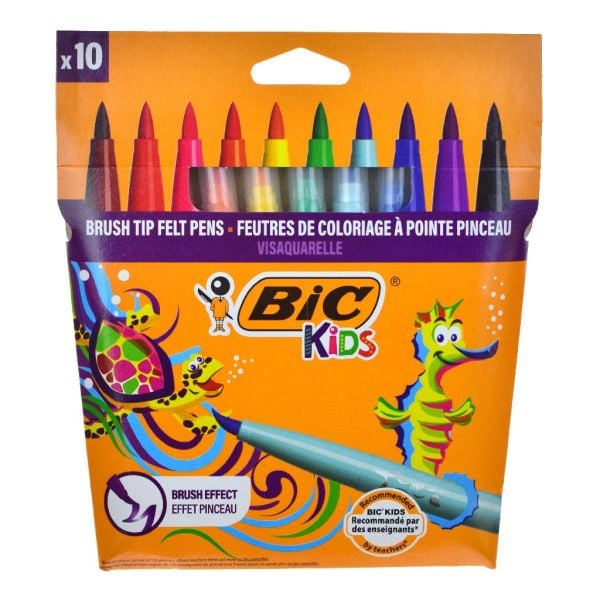BİC VİSA KEÇELİ KALEM FIRÇA UÇLU 10 RENK