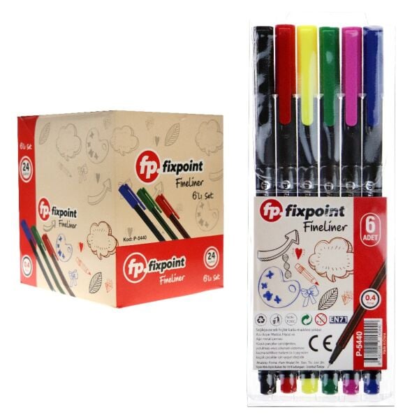 FİXPOİNT FİNELİNER KLİPSLİ 6 LI KALEM P-5440