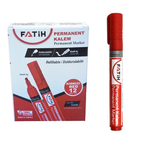 FATİH PARMANENT KALEM KESİK UÇ KIRMIZI