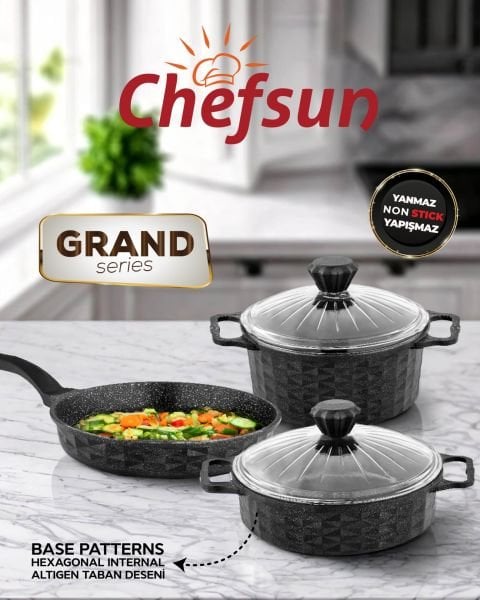 CHEFSUN GRAND SERİES 5 PRÇ DÖKÜM TENCERE SETİ