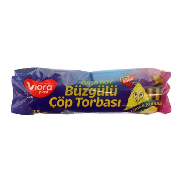 VİORA BÜZGÜLÜ KOKULU ORTA BOY LİMON ÇÖP POŞETİ 15 AD. VRP-121